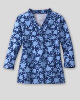 Silhouetted Floral-Print Ruffle-Neck Tee thumbnail number 3