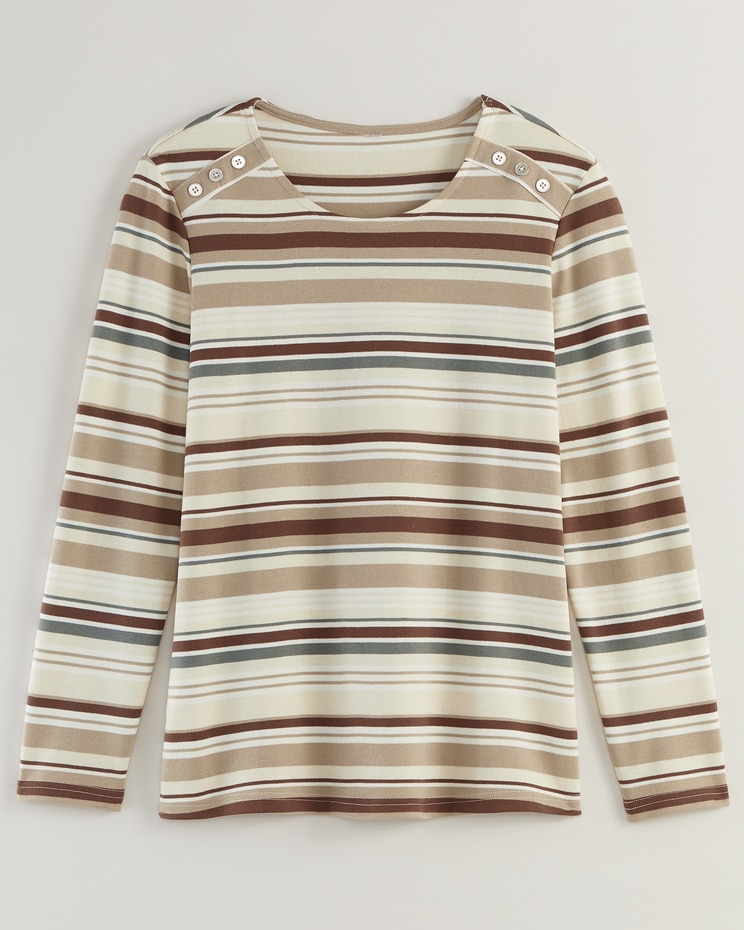 Essential Knit Long Sleeve Button Trim Top image number 1
