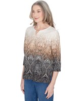 Alfred Dunner® Classics Ombre Beaded Keyhole Neck Top thumbnail number 6
