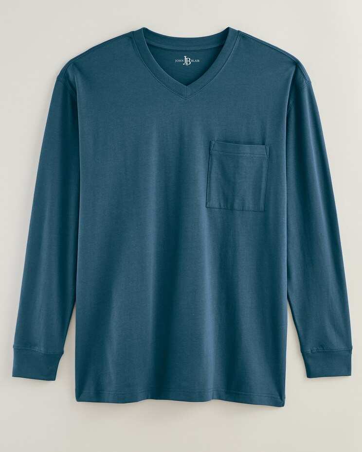 John Blair® Everyday Jersey Knit Long-Sleeve Pocket V-Neck Tee image number 1