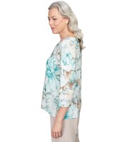 Alfred Dunner® St.Moritz Lace Neck Textured Floral Split Hem Top thumbnail number 4