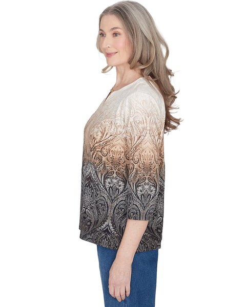 Alfred Dunner® Classics Ombre Beaded Keyhole Neck Top