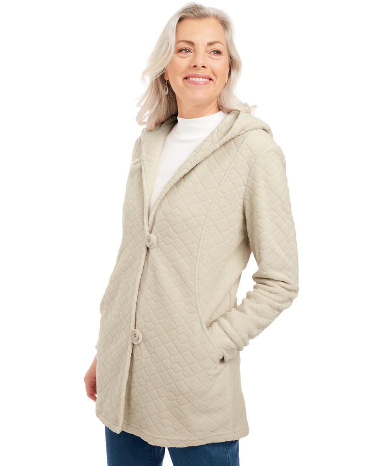 Embossed Button-Front Jacket image number 1