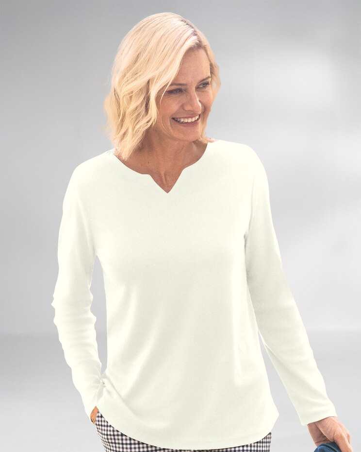 Coastal Cotton Long Sleeve Notch-Neck Tee image number 1