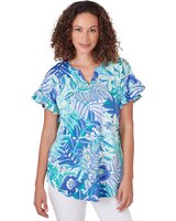 Ruby Rd® Bali Blue Knit Rainforest Top thumbnail number 1