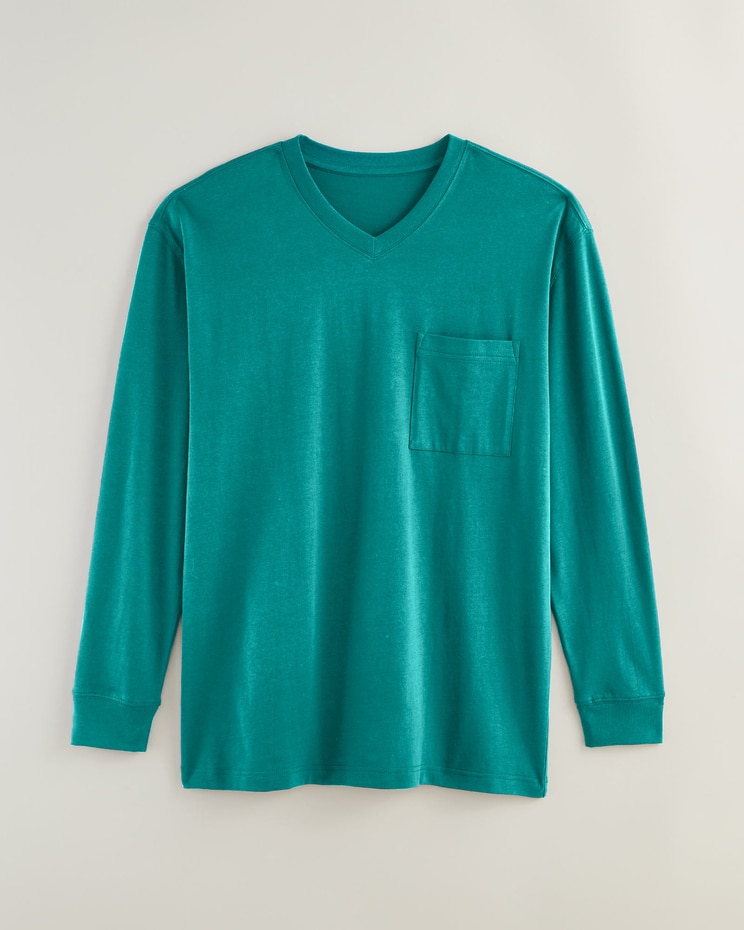 John Blair® Everyday Jersey Knit Long-Sleeve Pocket V-Neck Tee image number 1