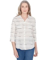 Alfred Dunner® Classics Classic Biadere Button Down Top With Front Pockets thumbnail number 1