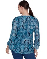 Ruby Rd® Wintery Glow Knit Damask Mesh Top thumbnail number 2