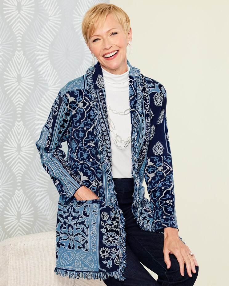 Jacquard Fringe Cardigan image number 1