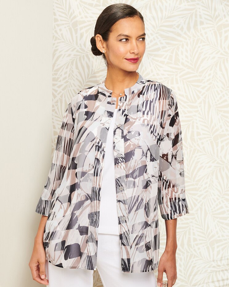 Abstract Neutral 3/4 Sleeve Shirt image number 1