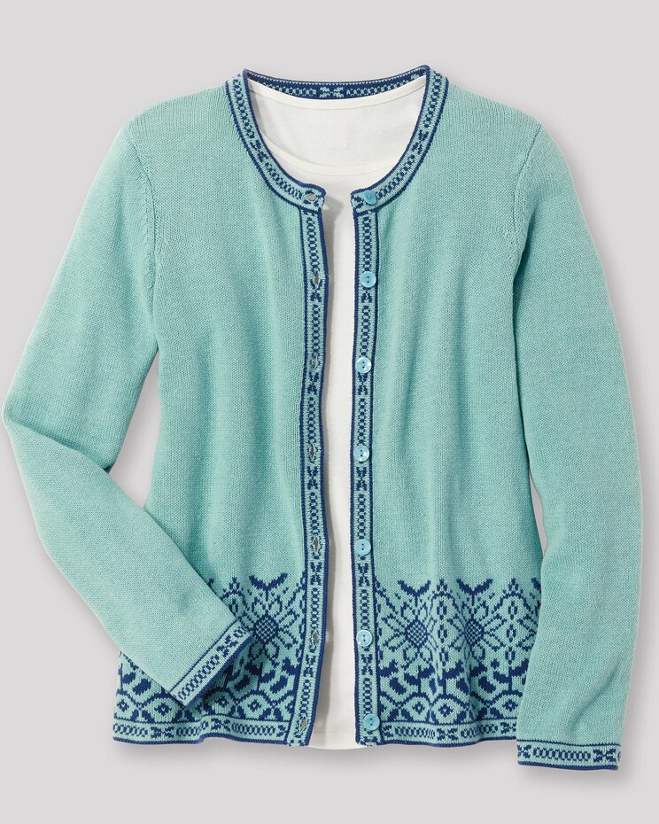 Sunflower Jacquard Cotton Cardigan Sweater image number 2