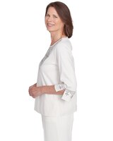Alfred Dunner® Copenhagen Medallion Collar Embroidery Top thumbnail number 4