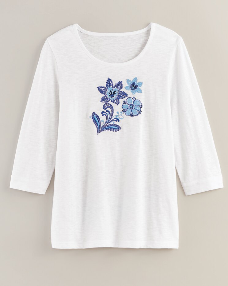 Slub Knit Embroidered Top image number 4