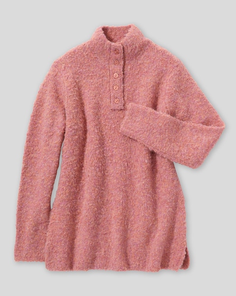 Luxe Bouclè Mockneck Henley