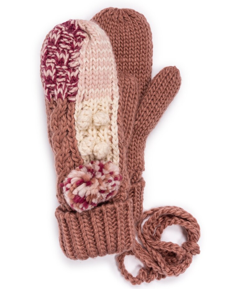 MUK LUKS® Womens Patchwork String Mittens image number 1