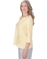 Alfred Dunner® Charleston Three Quarter Sleeve Top with Embroidered Floral Details thumbnail number 4