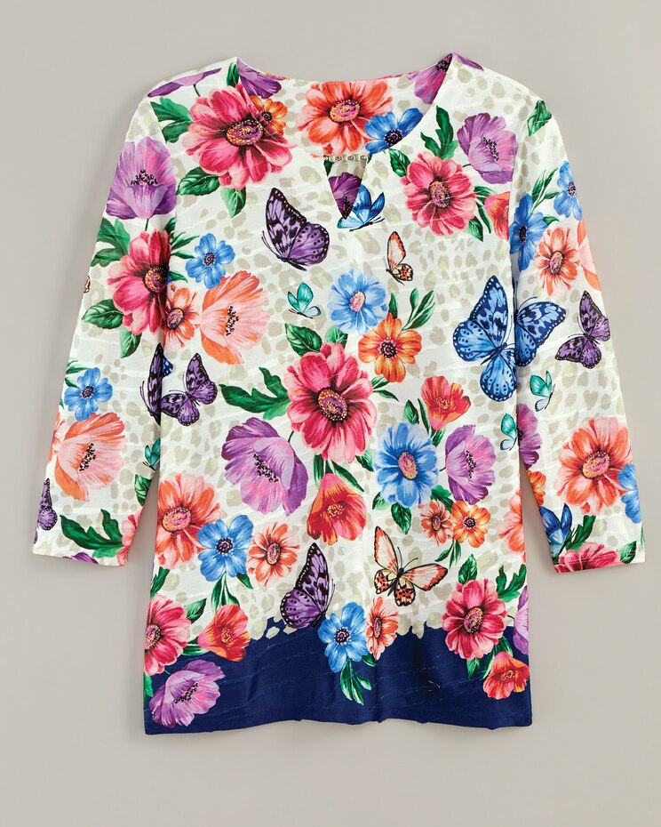 Alfred Dunner® In Full Bloom Floral Butterfly Border Top image number 1