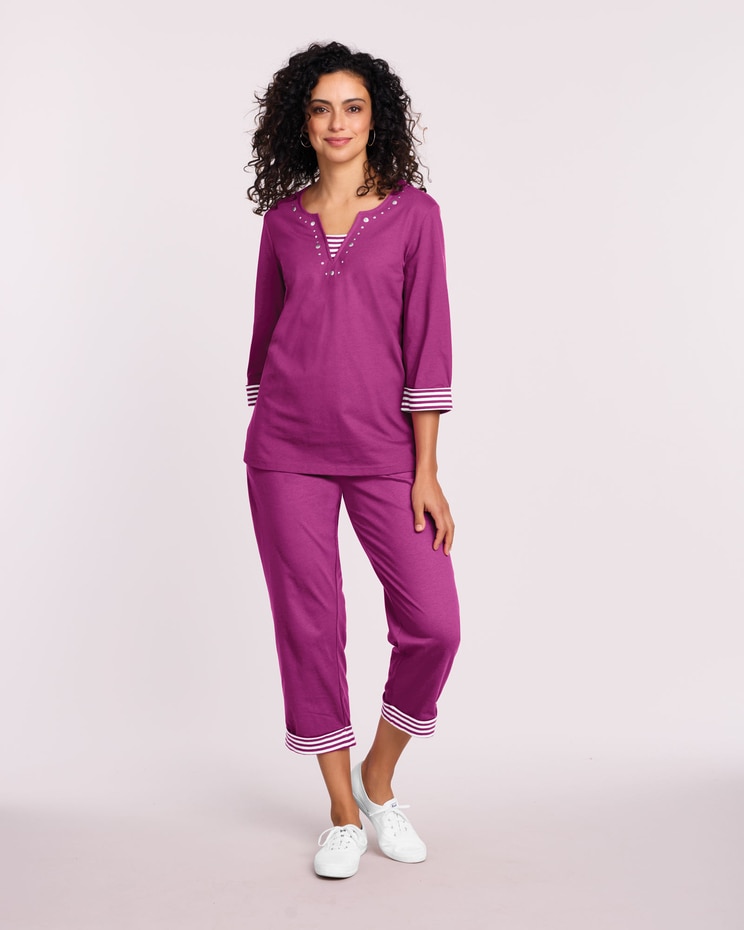 Stripe Inset Capri Set image number 1