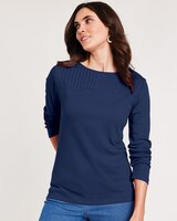 Print Essential Knit Pintuck Top thumbnail number 1