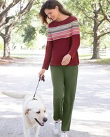Striped-Yoke Bateau-Neck Tee thumbnail number 2