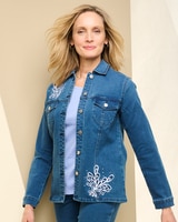 Soft Stretch Denim Embellished Jacket thumbnail number 1