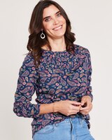 Print Essential Knit Pintuck Top thumbnail number 1