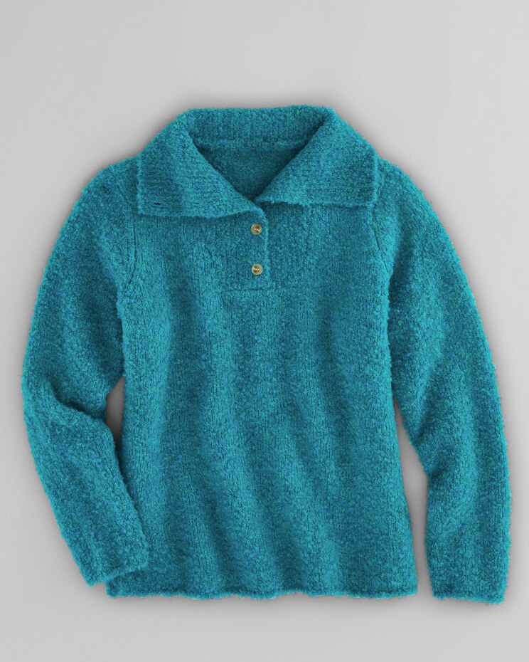 Luxe Bouclé Convertible-Collar Henley image number 4