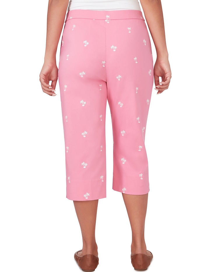 Alfred Dunner® Miami Beach Embroidered Palm Tree Clamdigger Pant image number 2