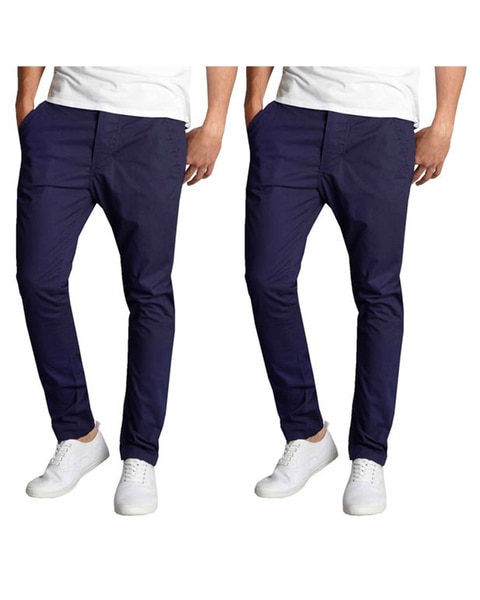 Galaxy By Harvic Men's Slim Fit Cotton Stretch Classic Chino Pants-2 Pack