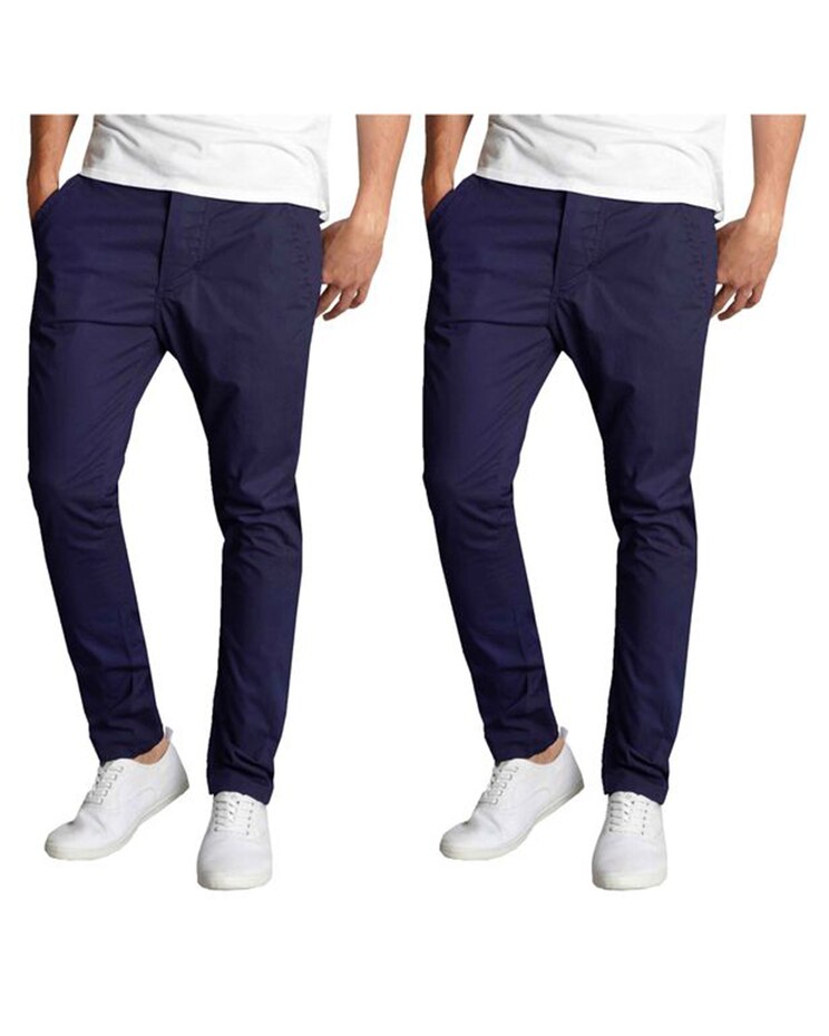 Galaxy By Harvic Men's Slim Fit Cotton Stretch Classic Chino Pants-2 Pack image number 1