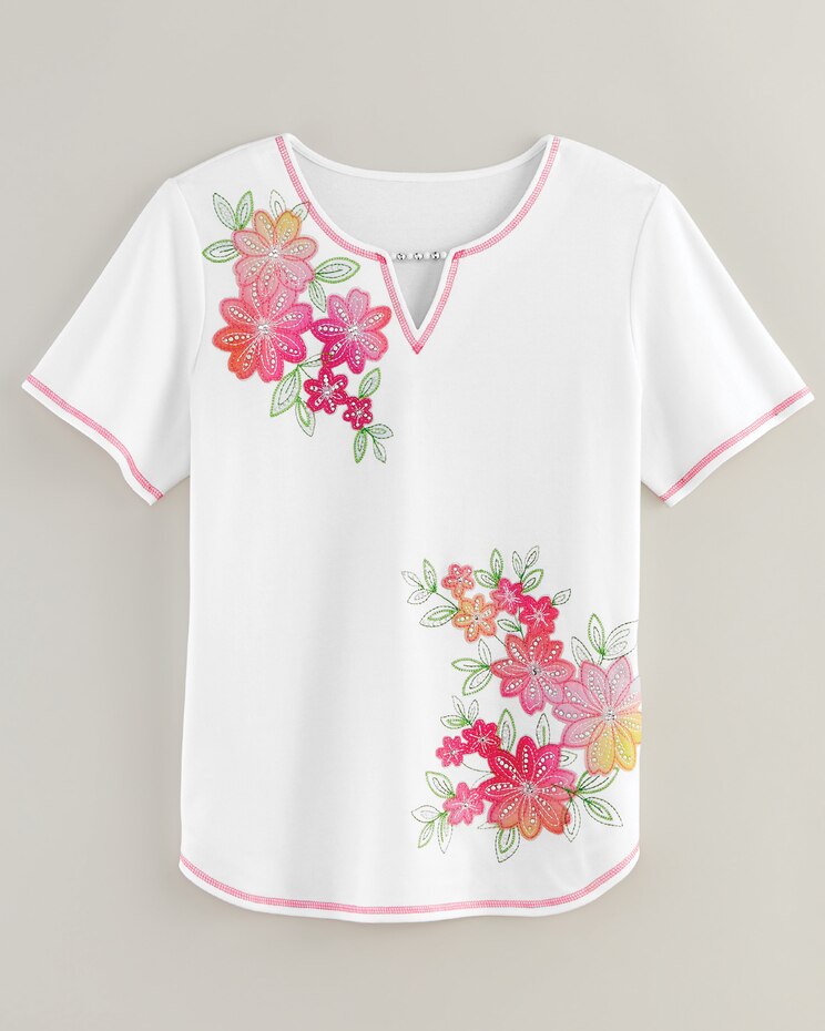 Alfred Dunner® Miami Beach Tie Dye Flower Appliqué Top image number 1