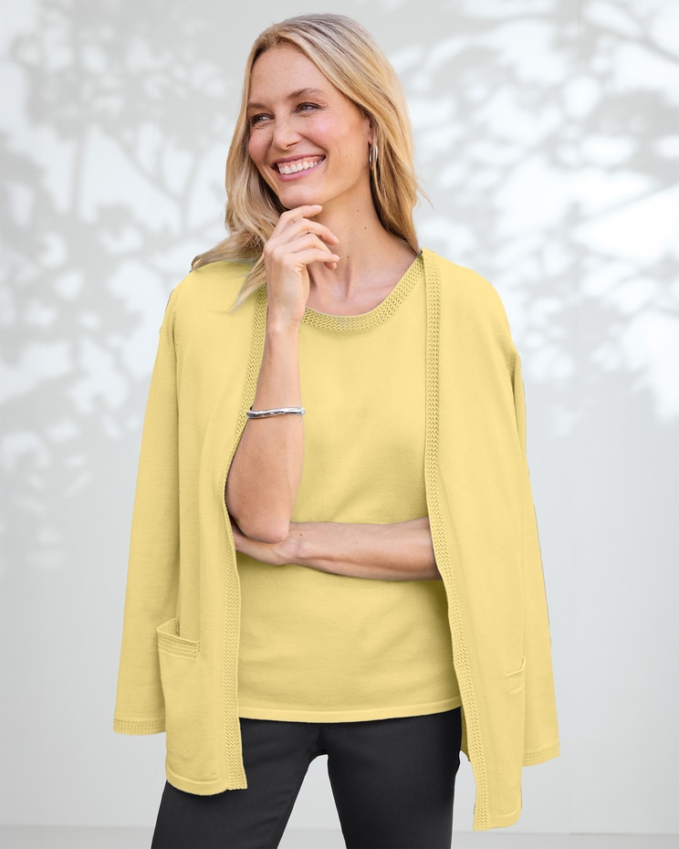 Madison Crochet-Trim Cardigan image number 1