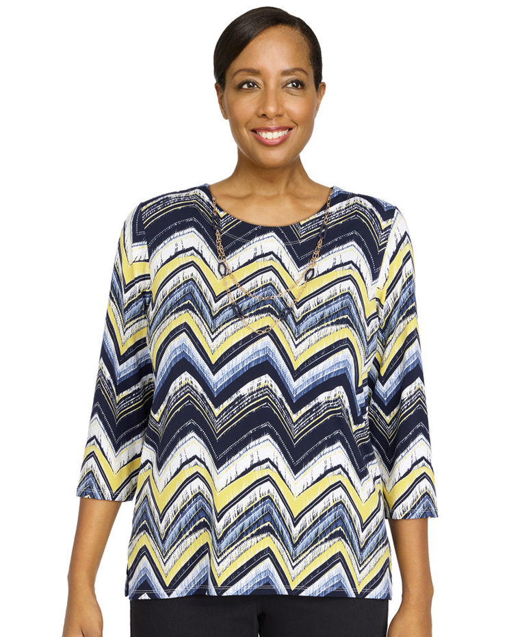 Alfred Dunner® Bright Idea Zig Zag Print Knit Top image number 1