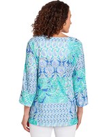 Ruby Rd® Bali Blue Knit Knit Eyelet Top thumbnail number 2