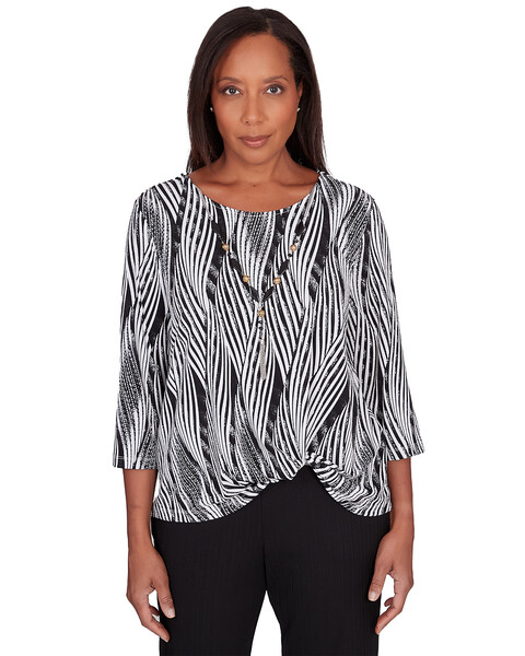 Alfred Dunner® Opposites Attract Swirl Top With Necklace