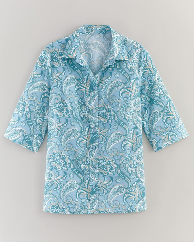 Haband Women's Printed 3/4-Sleeve Poplin Wonder Blouse image number 1