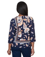 Alfred Dunner® Autumn Weekend Paisley Border Braid Neck Top thumbnail number 2