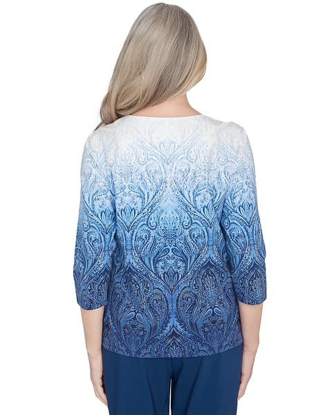 Alfred Dunner® Classics Ombre Beaded Keyhole Neck Top