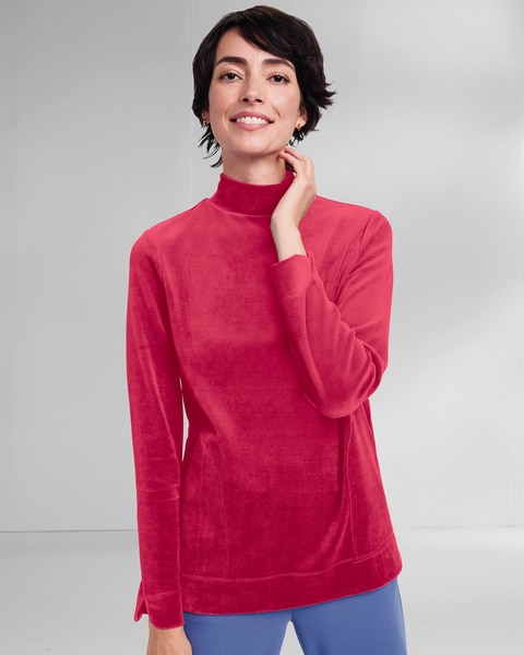 Velour Mockneck Top