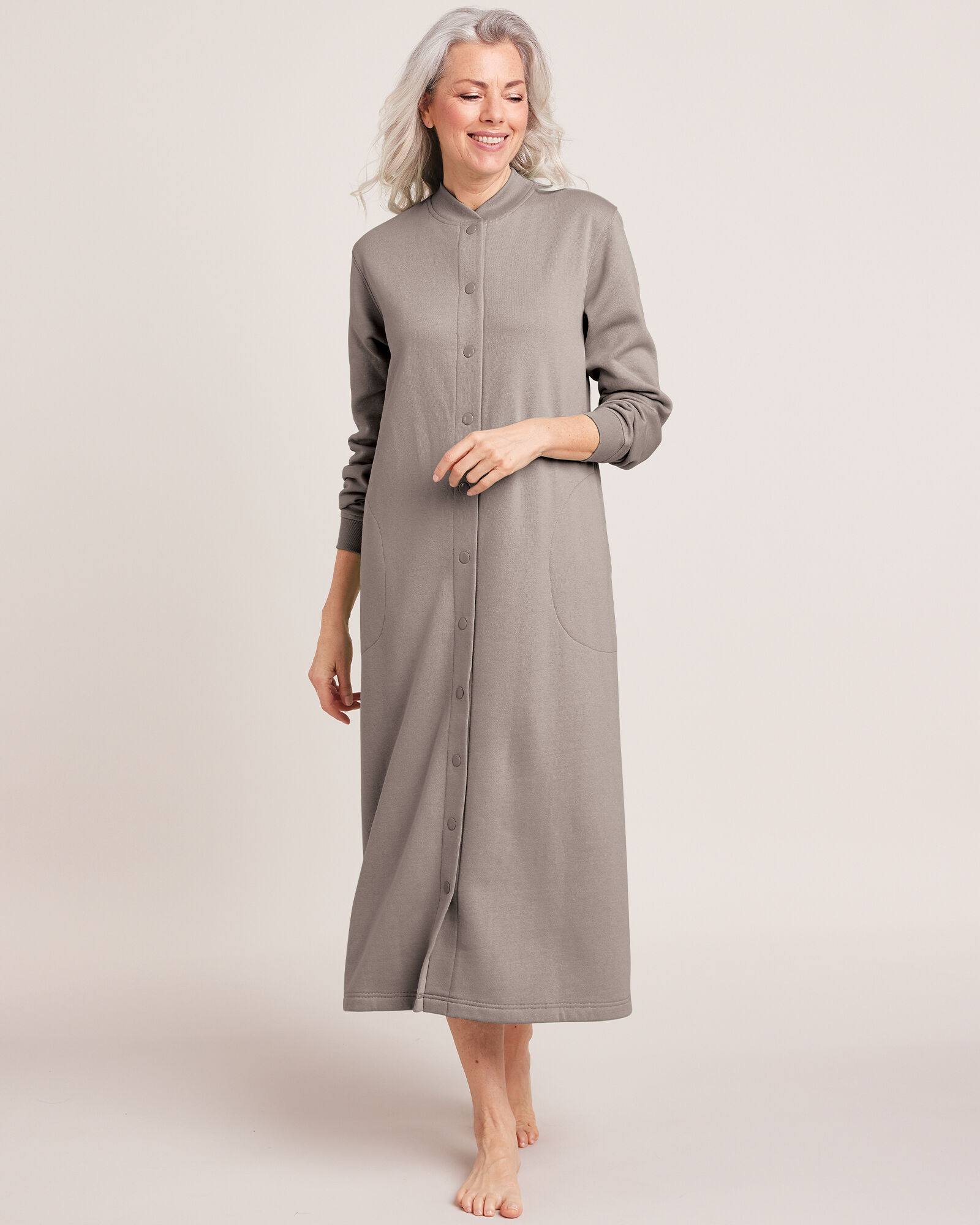 Womens long snap front robes on sale