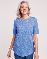 Essential Knit Elbow-Sleeve Curved-Hem Tunic thumbnail number 4