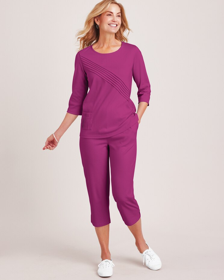 Pintuck Top Capris Set image number 1