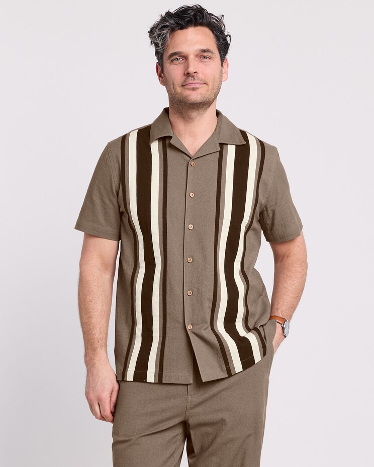 John Blair® Linen Blend Colorblock Shirt image number 1