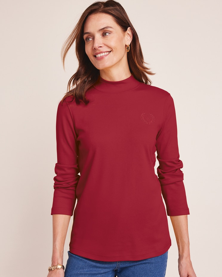 Essential Knit Long Sleeve Mock Top image number 1