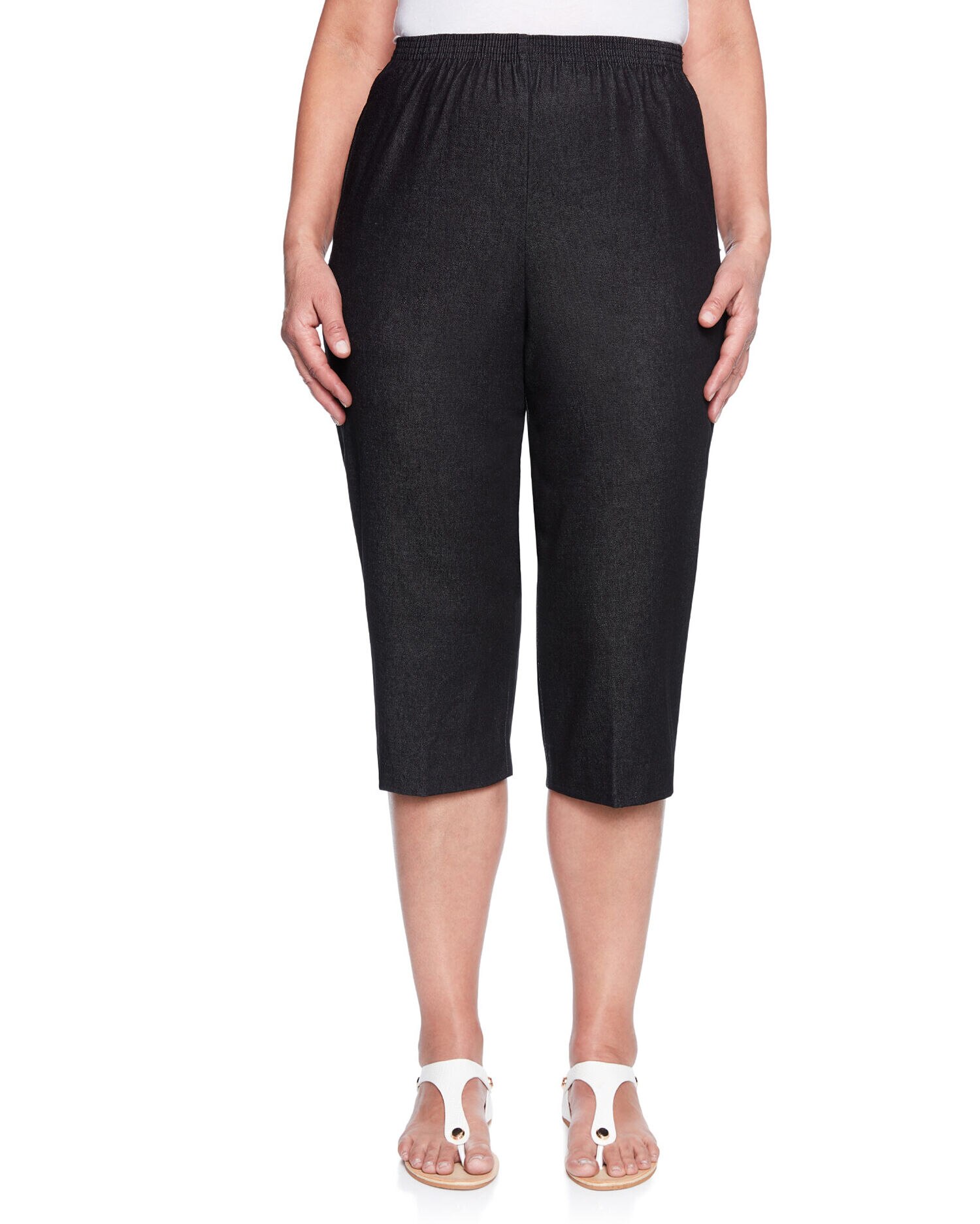 Alfred Dunner Classic Denim Pull On Capri With Side Slits Blair