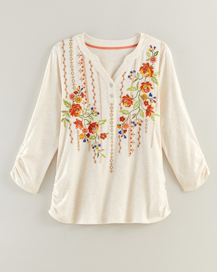 Alfred Dunner® Scottsdale Floral Embroidery Yoke Top image number 1