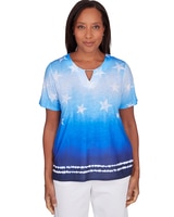 Alfred Dunner® All American Tie Dye Stars Short Sleeve Tops thumbnail number 1
