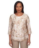Alfred Dunner® Mulberry Street Paisley Jacquard Pointed Hem Top thumbnail number 1