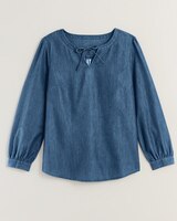 Lightweight Denim Popover Top thumbnail number 6