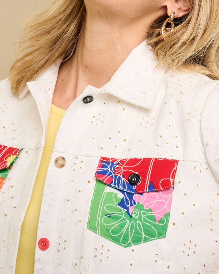 Surprise Bouquet Eyelet Jean Jacket image number 3